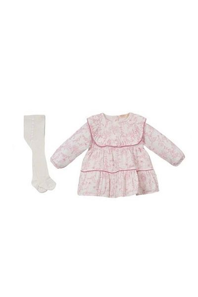 Necix's Firfir Flowered Dress K. Socks Set Pink
