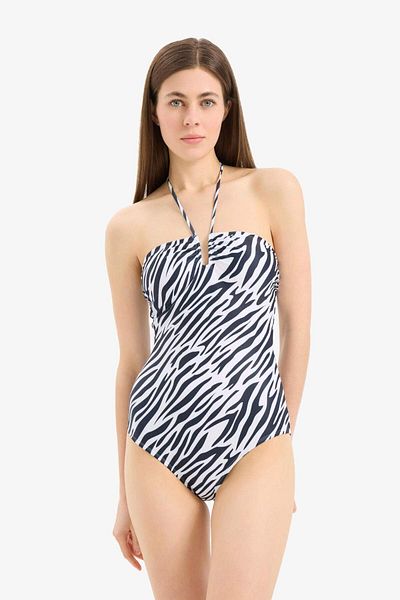 DeFacto Regular Fit Zebra Patterned Swimsuit-Fall in Love E4351Ax25Sm