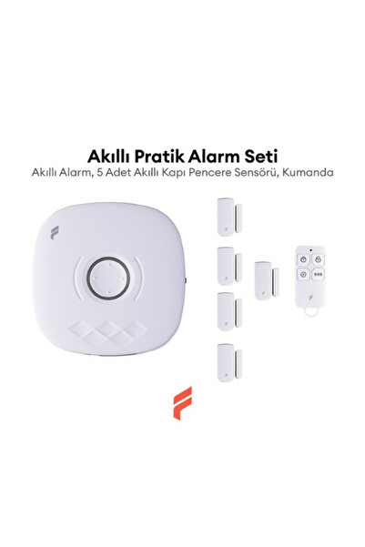 Fonri Akıllı Pratik Alarm Seti; Akıllı Alarm, 5 Adet Akıllı Kapı Pencere Sensörü, Kumanda, Yüksek Sesli