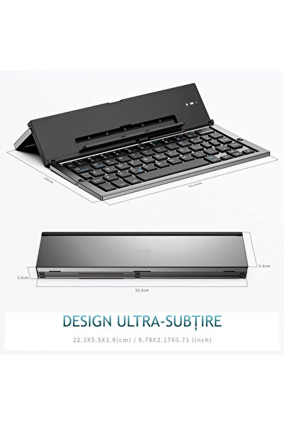 VENTLEX Super Slim, Portable Foldable Keyboard with Tablet and Phone Holder, Bluetooth