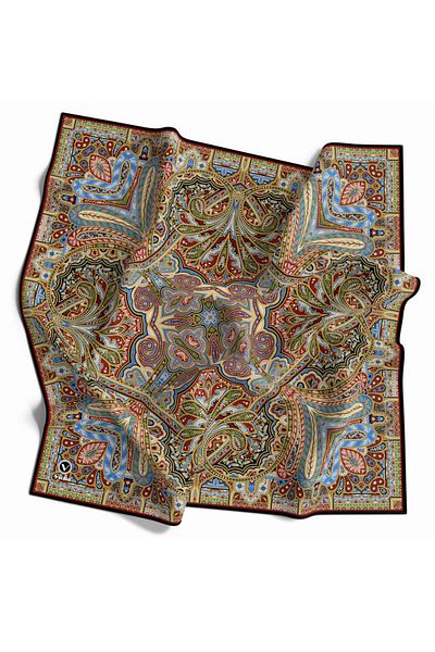 VİOLLA Μαύρο Indigo - Φουλάρι 90x90 χωρίς μετάξι, με κρυστάλλινο σχέδιο σάλι και ραμμένο στο χέρι