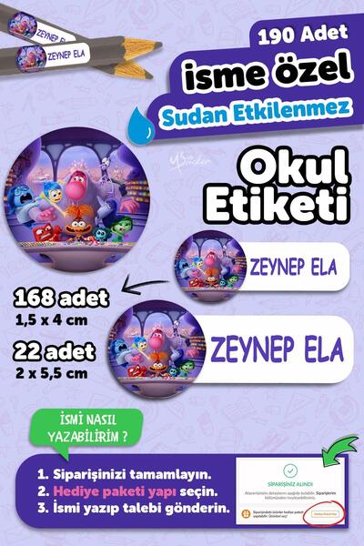 MSticker Okul Etiketi Kalem Defter isimli Etiket Isim Yazılabilen Toplu Ters ...