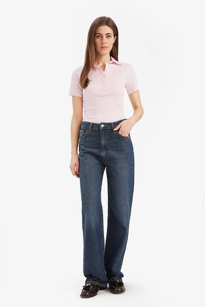 DeFacto Slim Fit Slim Fit Polo Neck Ribbed Camisole Short Sleeve T-Shirt C6249Ax25Sp
