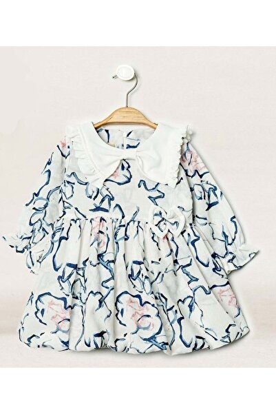 Necix's Bow Collar Flowered Dress Blue