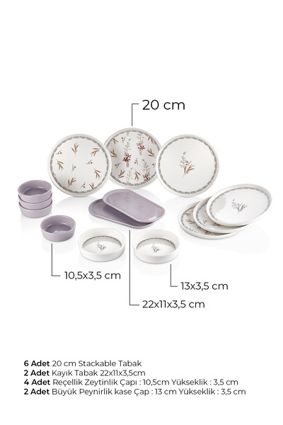 Kitchen Life 14 Piece 6 Seater Spring Branch Breakfast Set-Luxury Breakfast Presentation Set Plate