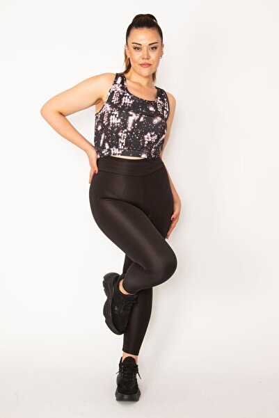 Şans Dámská velká velikost černý tyl Detailed Crop Bistuary 65n33325