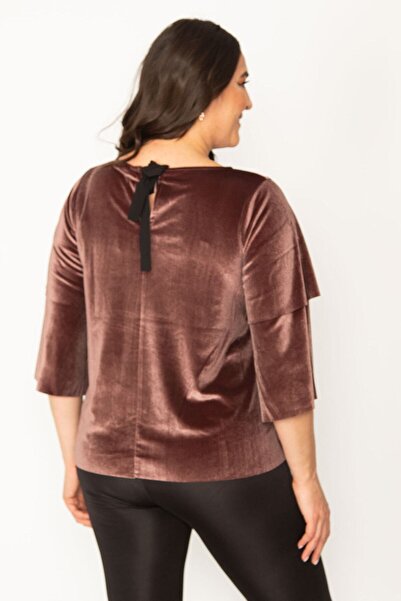 Şans Γυναικεία μπλούζα με βελούδινο βελούδινο μαργαριτάρι βιζόν, μπλούζα με λεπτομέρειες 65n30458