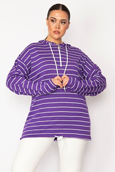 Şans Ženska tunika veće veličine, ljubičasta, sa prednjim zatvaračem, ušicama...