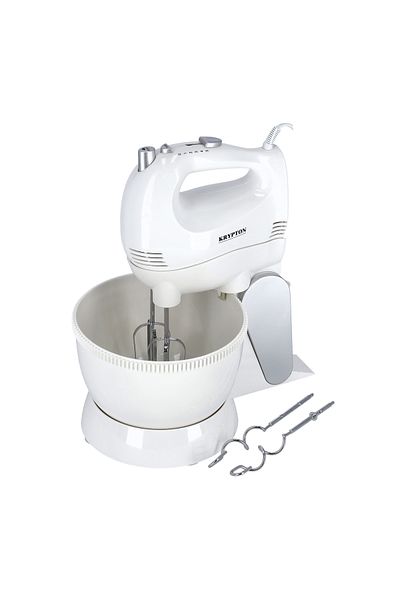 KRYPTON 250w Stand Mixer With Rotating Bowl, 5 Speeds, Beaters & Dough Hooks For Easy Mixing