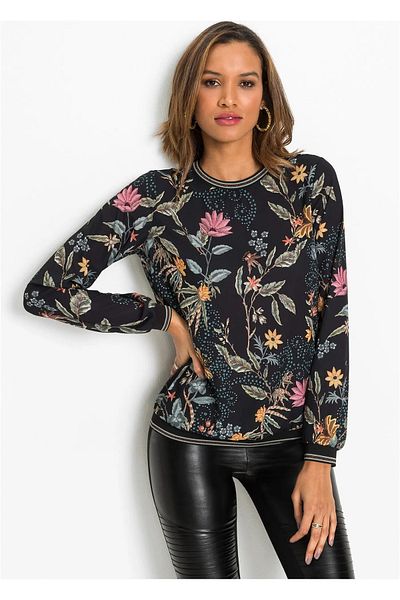 Şans Tekstil Women's Black Glitter Rib Detailed Chiffon Blouse 87m20613 26a20613