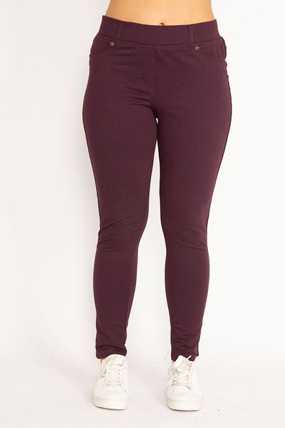 Şans Women's Large Size Plum Leggings with Front Ornamental Pocket and Back Pocket 65n34862