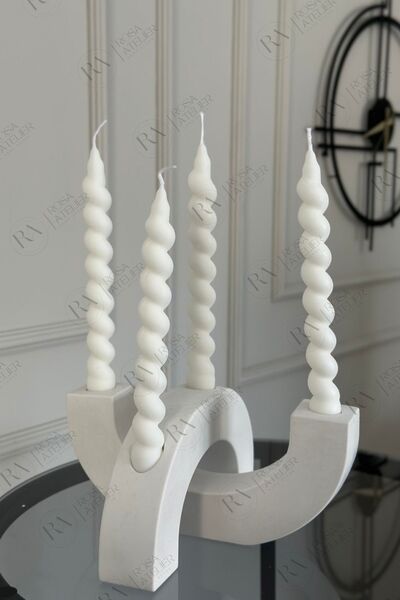 Rosa Atelier Dekoratif Beyaz Şamdan, Mumluk