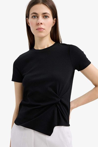 DeFacto Tricou cu mânecă scurtă, cu decolteu și cu mânecă scurtă, slim Fit F0366AX25SP