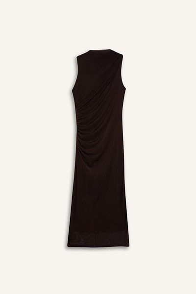 DeFacto Bodycon Body-Hugging Half Turtleneck Basic Plain Tulle Sleeveless Maxi Evening Dress C3519Ax25Sp