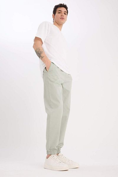 DeFacto 100% Cotton Jogger Slim Fit Slim Fit Waist Lace-Up Gabardine Trousers D8607Ax25Sp