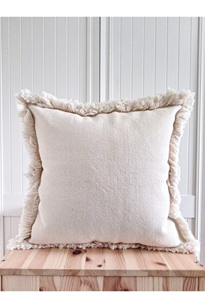 HOME ART ATELIER hand made غطاء وسادة منسوج بحواف مزخرفة 43×43