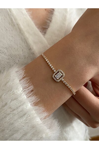 Amoure Gold 14 Ayar Altın Su Yolu Baget Bileklik - Altın Baget Taşlı Bileklik...
