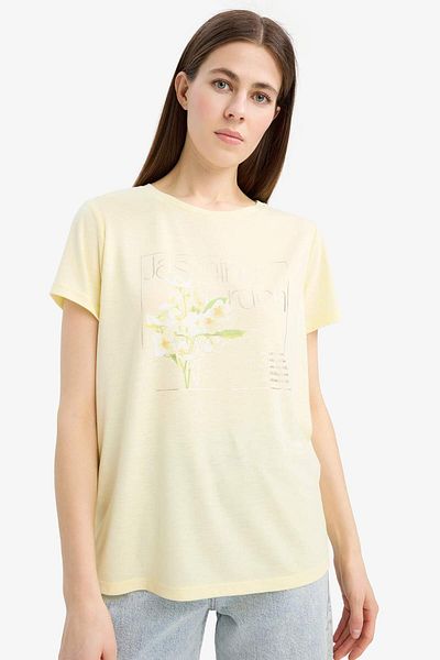 DeFacto Regular Fit Crew Neck Printed Short Sleeve T-Shirt E6198Ax25Sm