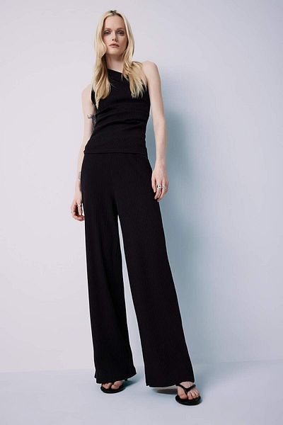 DeFacto Slim Fit Slim Fit Ribbed Camisole Basic Straight Trousers E5783Ax25Sp