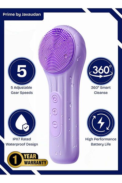 Prime by Javaudan Face Scrubber Silicone Electric Facial Cleansing Brush Skincare Tools with Magnet Charger