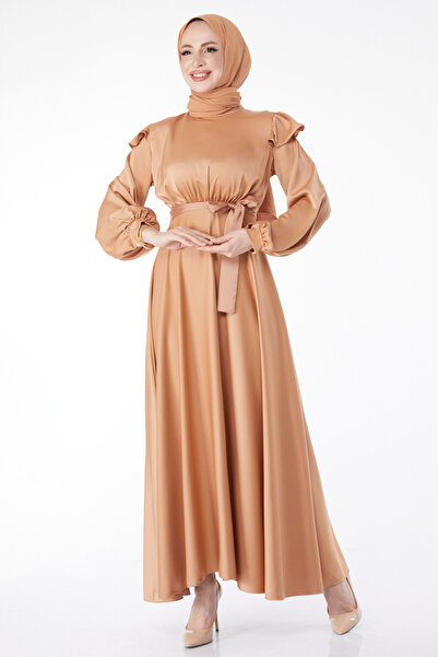 TOFİSA Suknia wieczorowa z rękawami księżniczki z norek - 24887