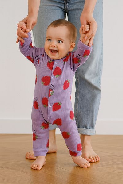 Soft kids Purple Strawberry Baby Bodysuit