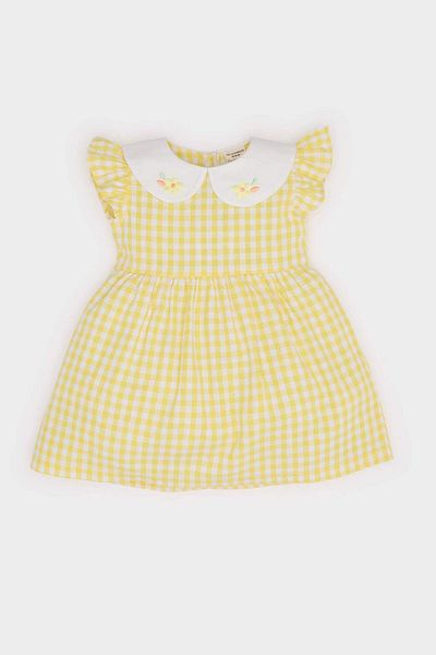 DeFacto Baby Girl Bebe Collar Check Short Sleeve Poplin Summer Dress C4536A525Sm