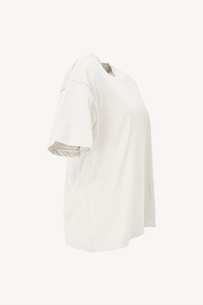 birizmoda Γυναικείο μπλουζάκι Crew Neck Oversize Basic - Κρέμα