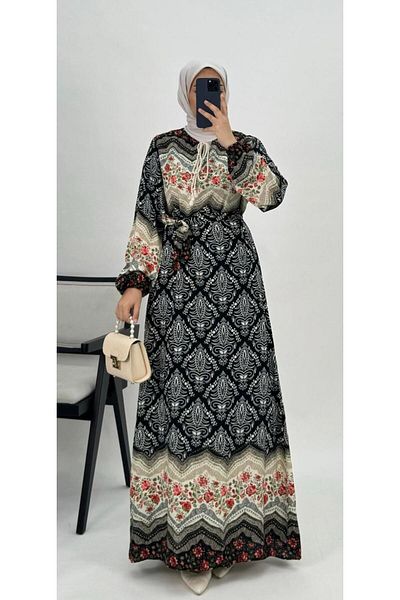 MODA Geometric Floral Patterned Hijab Dress