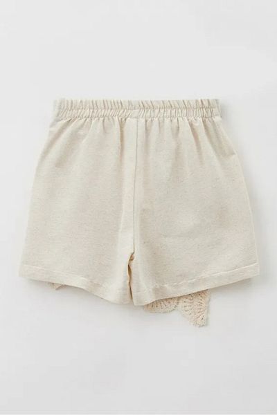 Safgiyim44 Women's Cream Lace Detailed Mini Shorts Skirt