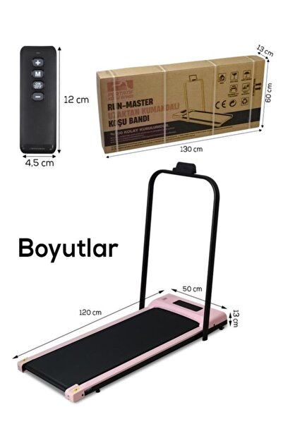 DEMPOWER Bluetoothlu , Uygulamadan Ayarlanabilir Uzaktan Kumandalı Yürüme Ve Koşu Bandı Pembe Renkli