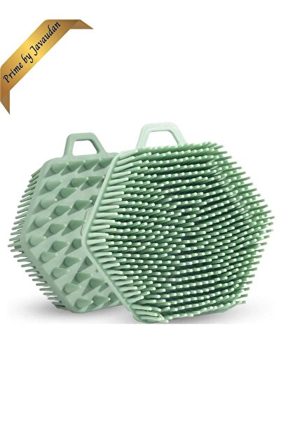 Prime by Javaudan فرشاة استحمام تقشير وفرشاة شامبو 2 في 1 من السيليكون لتقشير...