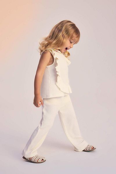 DeFacto 2-teiliges Set für Babys, Mädchen, ärmellose Bluse, elastische Taille, weites Bein, Hose C4016A525SM
