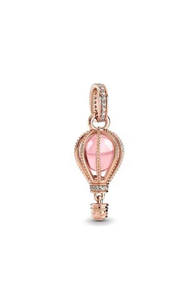 Lines Bijuteri Pembe Parıltılı Sıcak Hava Balonu Sallantılı Charm s925 Ayar