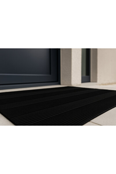 Mia Home&Living Kapı Önü Pas Pas Üç Şeritli Sİyah Halılı Pas Pas 45x70