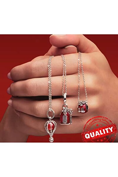 POSEİDONS JEWELLERY Sıcak Hava Balonu Murano Camı Kırmızı Sallantılı Gümüş Charm