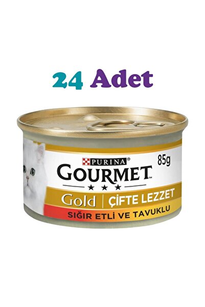 Gourmet Gold Parça Etli Sığır Etli ve Tavuklu Kedi Konservesi 85g (24 Adet)