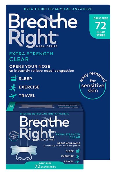 Breathe Right Nasal Strips Transparent Color 72 Pieces