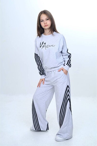 Asortix Girl's 100% Cotton Striped Oversize 2 Thread Bottom & Top Tracksuit Set-305