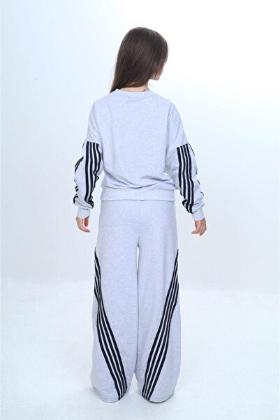 Asortix Girl's 100% Cotton Striped Oversize 2 Thread Bottom & Top Tracksuit Set-305