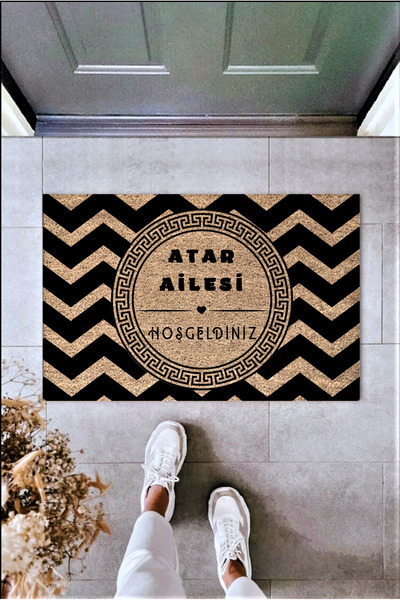Pazarova Dijital Baskı Modern - Kişiye Özel Tasarım Soyisim Temalı Kapı Önü Paspası