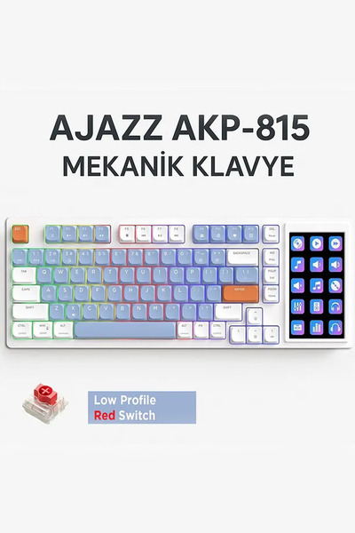 Ajazz AKP-815 Low Profile Mekanik Klavye- 4.95 inç LCD Ekranlı RGB- Gasket Gövde Yapısı