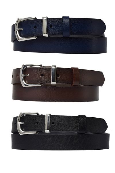 GoDeri 100% Genuine Leather Set of 3 Black, Navy Blue, Dark Brown Women's Belt, 3 Cm=3cm-kd-41-silver
