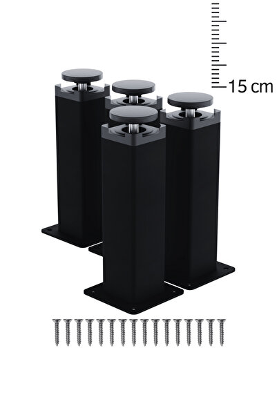 wooden lane studio Metal Mobilya Ayağı 15 Cm Mat Siyah 4’lü Set – 40x40 Kare ...