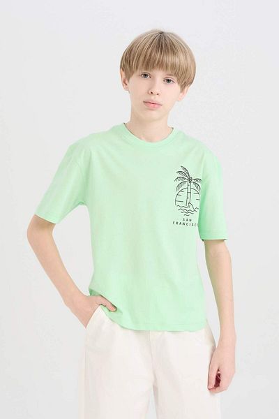 DeFacto Boy Oversize Wide Fit Crew Neck Printed Short Sleeve T-Shirt B6165A825Sm