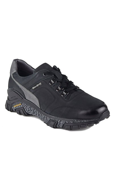 White World 2195 Black Sports Genuine Leather Shoes