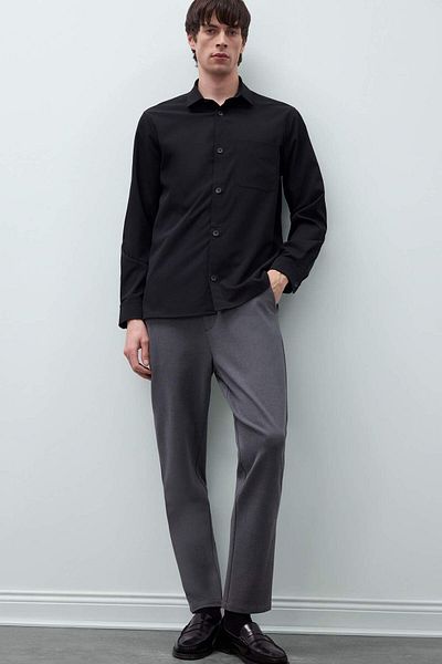 DeFacto Regular Fit Polo Collar Basic Plain Seersucker Long Sleeve Shirt D8713Ax25Sp