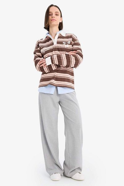 DeFacto   Φούτερ με ριγέ γιακά Polo Loose Fit E7886AX25SP