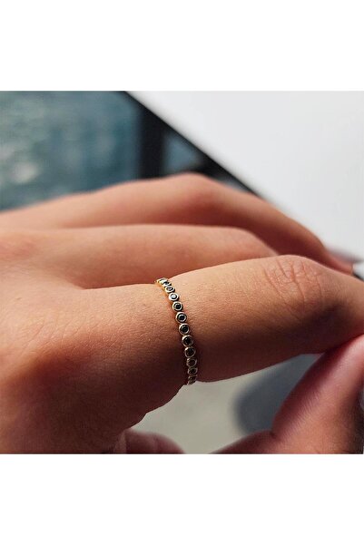 FasekGold Tam Tur Altın Yüzük - 14 Ayar Altın Smoky Taşlı Evlilik Alyansı - G...