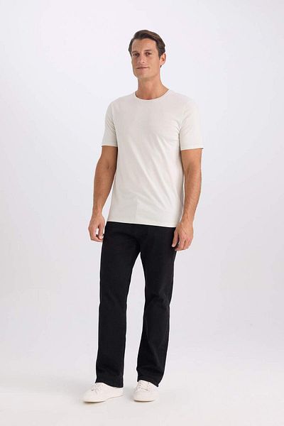 DeFacto Slim Fit Slim Fit Crew Neck Modal Blended Cotton Basic Plain Short Sleeve T-Shirt M6606Az25Sp